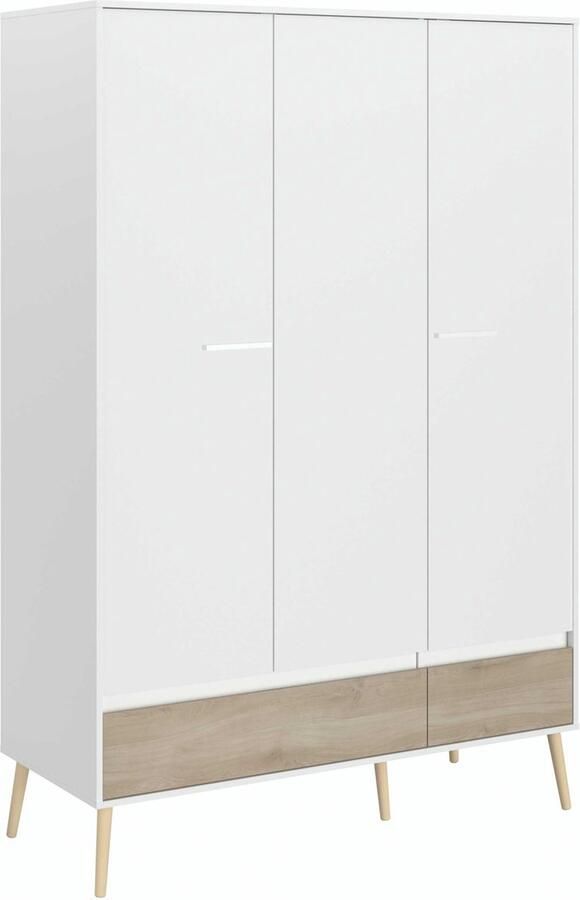Parisot Kledingkast Hardy 135cm met 3 deuren wit eik - Foto 2