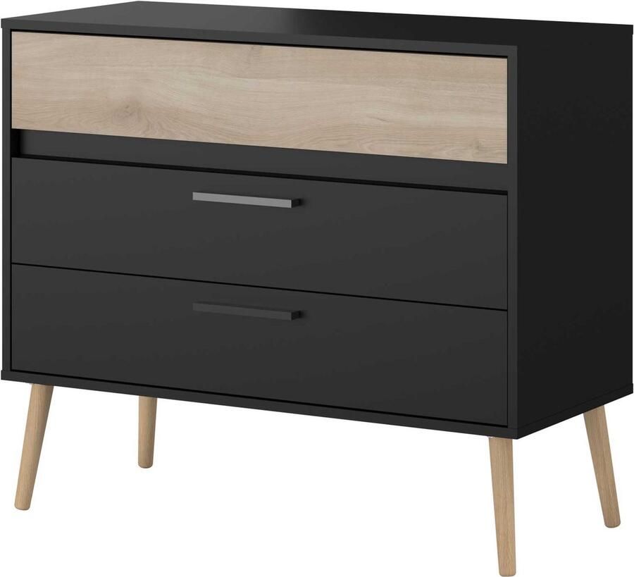 Parisot Ladekast Hardy 91cm met 3 lades zwart eik