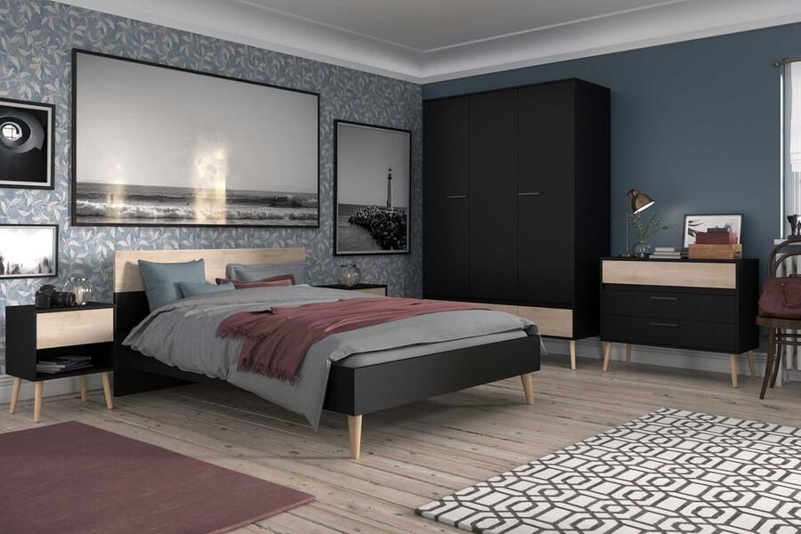 Parisot Ladekast Hardy 91cm met 3 lades zwart eik - Foto 4