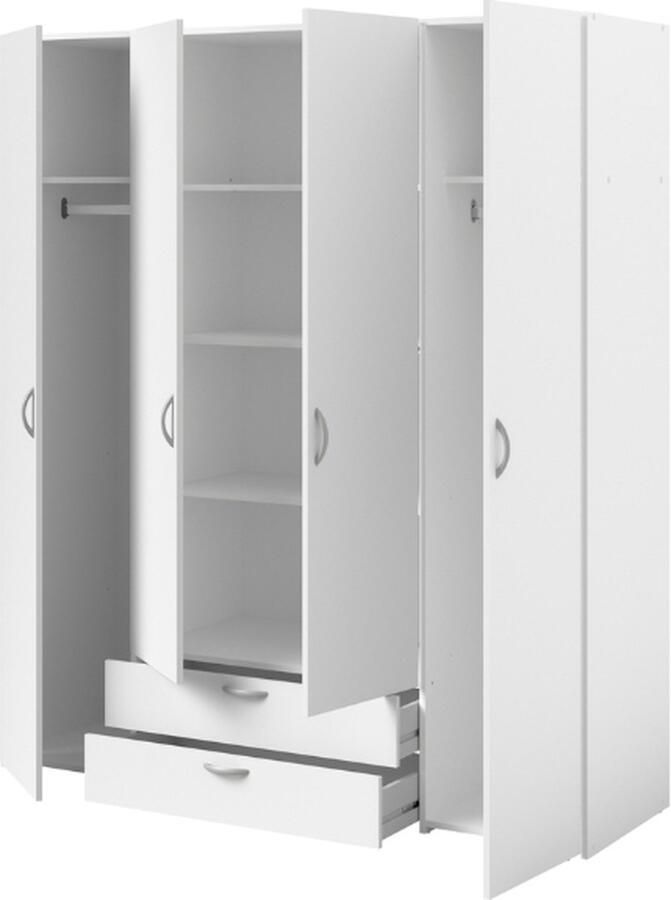 PARISOT Varia garderobe Wit decor 4 scharnierende deuren + 2 laden L 160 x H 185 x d 51 cm - Foto 5