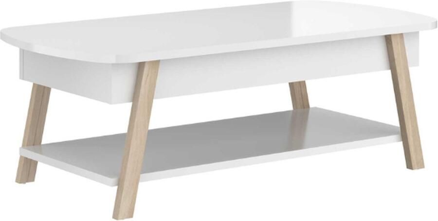 Parisot EMOB Salontafel Ginger-1 legplank-130cm-wit eik Ovale salontafels Wit Spaanplaat Ovale salontafels Op voorraad - Foto 2