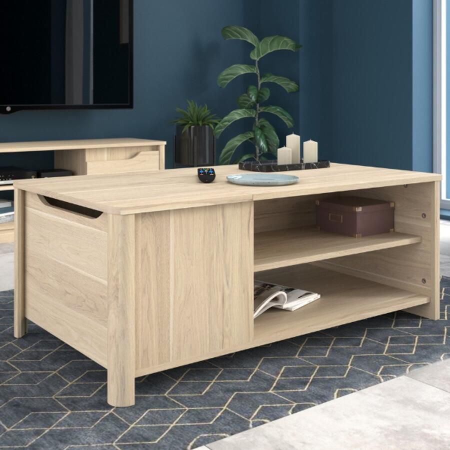 PARISOT Rechthoekige BETTY salontafel In met papier gecoat spaanplaat Eiken decor Klassiek L110 x H42 x D60 cm