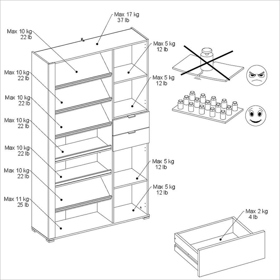 PARISOT SHoeS schoenenkast Eiken en Steam Black decor 2 deuren + 1 lade L 110 x H 186 x D 33 cm 20 paar