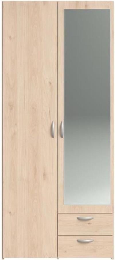 Parisot Slaapkamerkast VARIA Eiken decor 2 deuren waarvan 1 met spiegel 2 lades 81 x 51 x 185 cm - Foto 2