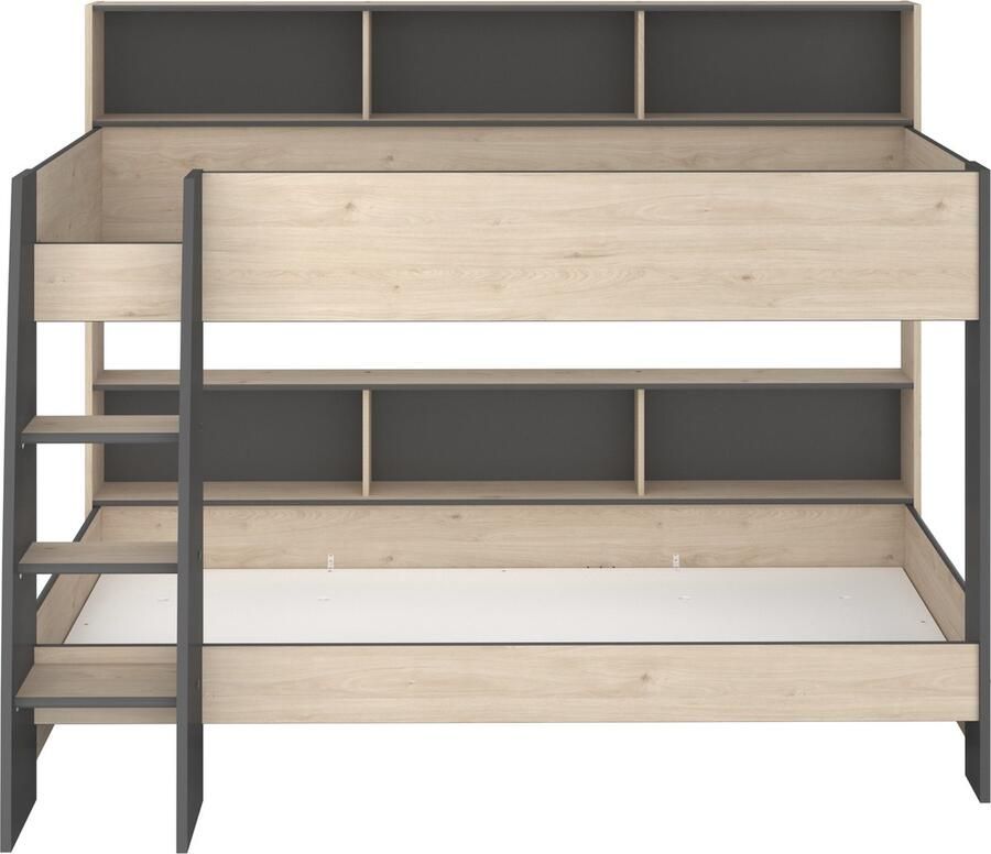 Parisot Stapelbed Leo Eik Grijs incl. 2 koudschuimmatrassen – 90x200