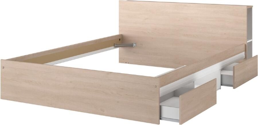 Parisot EMOB Tweepersoonsbed Bruxelles 148cm-2 legplanken 2 lades 1 opbegvak-zwart eik Bedden met lades Bruin; Zwart Spaanplaat Bedden met lades Tweepersoons Normaal bed Op voorraad - Foto 4