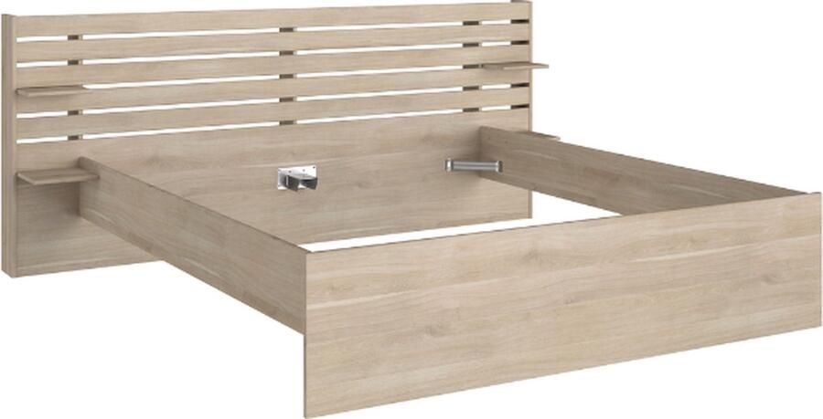 Parisot EMOB Tweepersoonsbed Tokio 180x200cm eikdecor wit Kingsizebedden Bruin Spaanplaat Kingsizebedden Tweepersoons Normaal bed Op voorraad