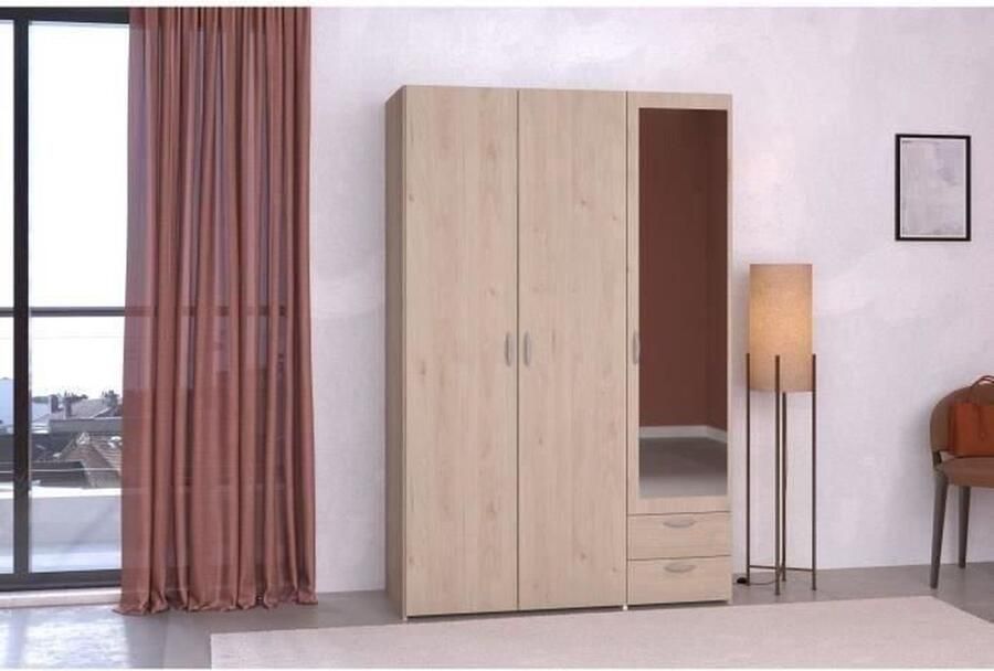 Parisot VARIA kast Eiken en wit decor 3 deuren 2 laden Rechterdeur met spiegel 120 3 x 185 x 51 7 - Foto 5