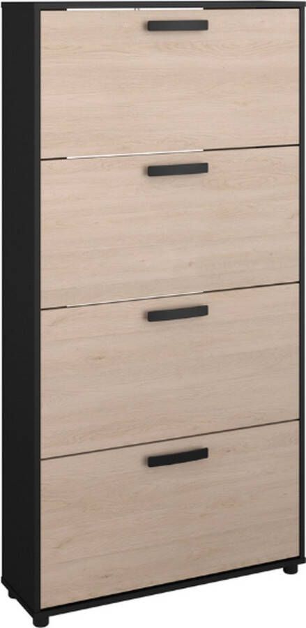 Parisot Schoenenkast Celestia met vier deuren eikdecor zwart - Foto 2