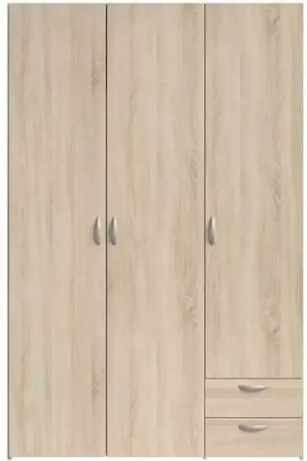 Parisot Varia Cabinet Chene Decor 3 scharnierende deuren + 2 laden L 120 x H 185 x D 51 cm