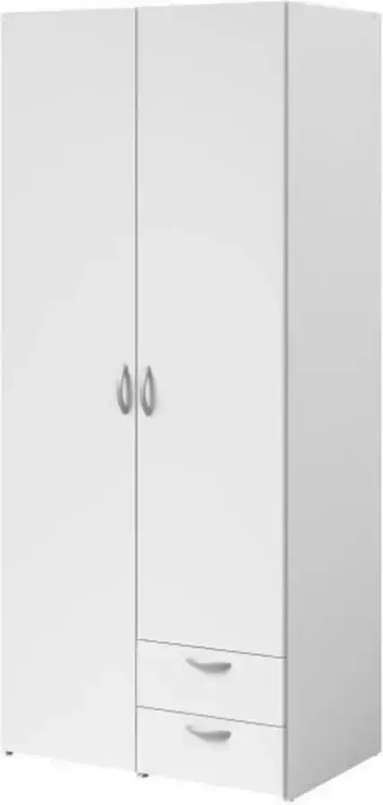 Parisot Varia garderobe Wit decor 2 scharnierende deuren + 2 laden L 81 cm x H 185 x d 51 cm