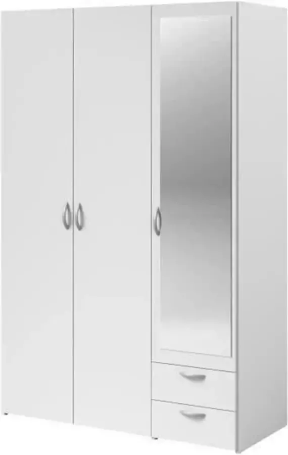 PARISOT Varia garderobe Wit decor 3 scharnierende deuren + spiegel + 2 laden L 120 x H 185 x d 51 cm - Foto 4