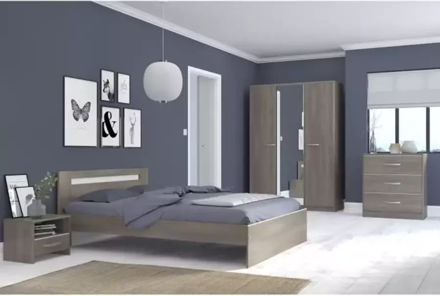 Parisot Complete slaapkamer voor volwassenen Eigentijds Walnoot zilver B 140 x L 190 cm YSA