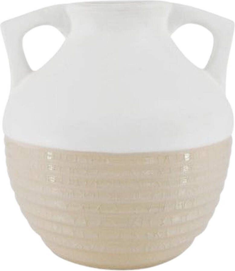 Parlane Vaas Sparta wit 20 cm decoratieve vaas van keramiek kunst vaas bloempot voor binnen keramieken vazen vaas met handvaten voor op tafel