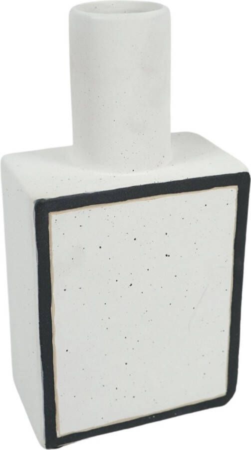 Parlane vaas Square wit zwart 26 cm decoratieve vaas van keramiek kunst vaas bloempot voor binnen keramieken vazen vaas voor op tafel