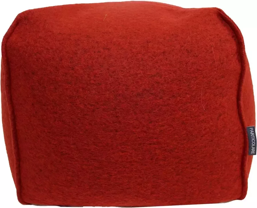 Particolare Poef Fluffy Cooked Wool Rood-373