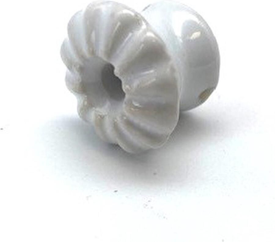 Parts & Pieces Knop Porselein Wit met ribbel motief 25mm