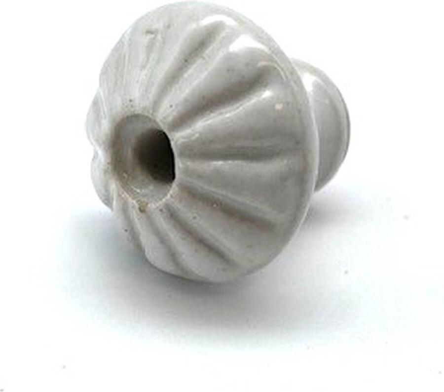 Parts & Pieces Knop Porselein Wit met ribbel motief 35mm