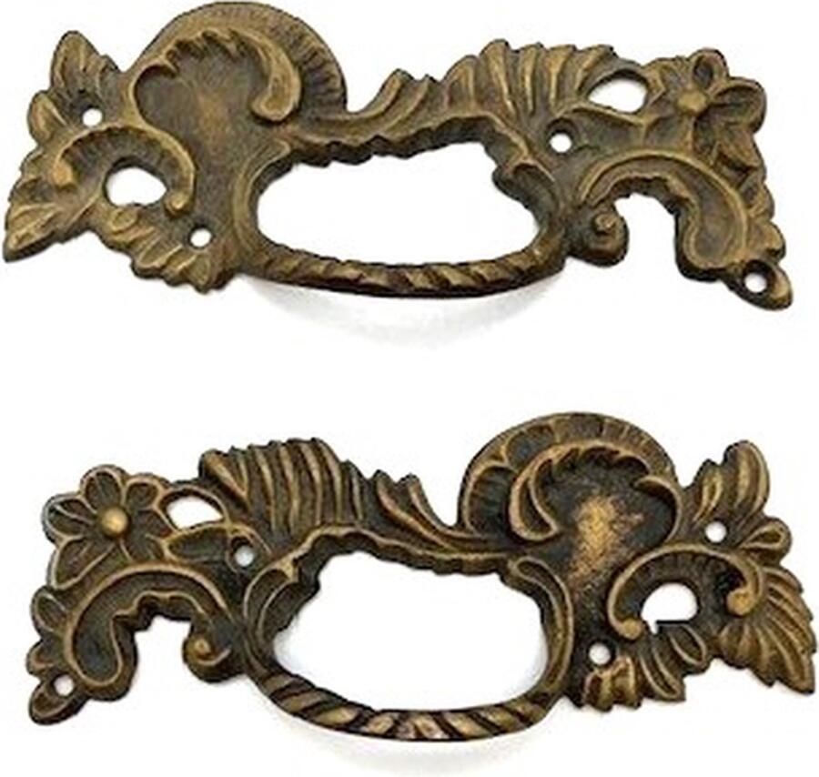 Parts & Pieces Ladegreep Messing antiek 90x35mm set links en rechts