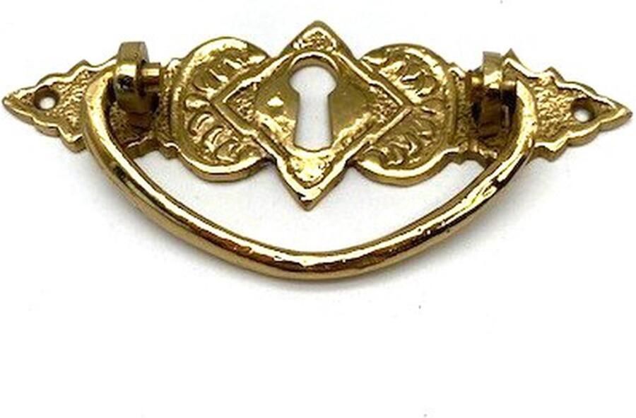 Parts & Pieces Ladegreep Messing glanzend horizontaal met sleutelgat 100mm