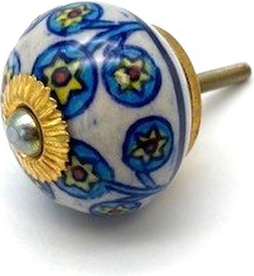 Parts & Pieces Porseleinen Knop Zonnebloemen 40mm handgeschilderd