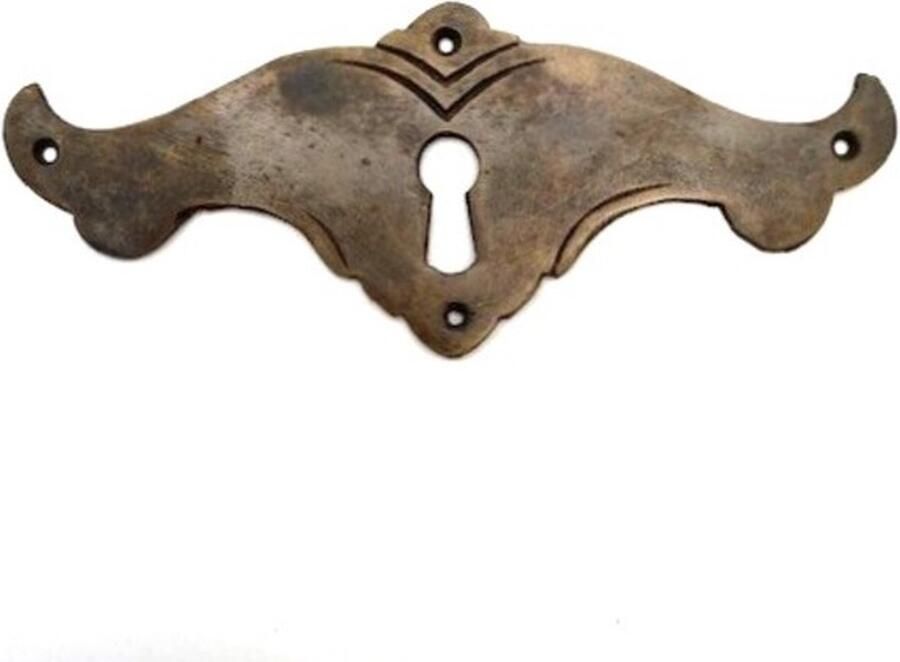 Parts & Pieces Sleutelplaat Messing antiek horizontaal 'Ossenkop' 104x40mm