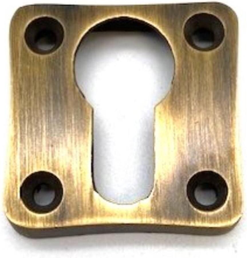 Parts & Pieces Sleutelplaat voor cilinderslot brons antiek vierkant afgeronde hoeken (40x40mm)