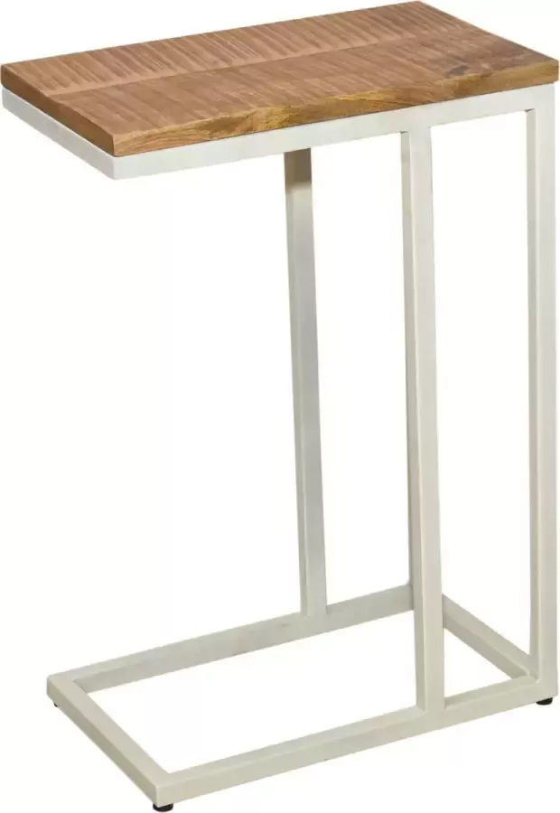 Parya HOME Bijzettafel duurzaam Hout Banktafel Laptoptafel C-tafel Liverpool 25x61x40 Bruin Metalen frame gerecycled hout