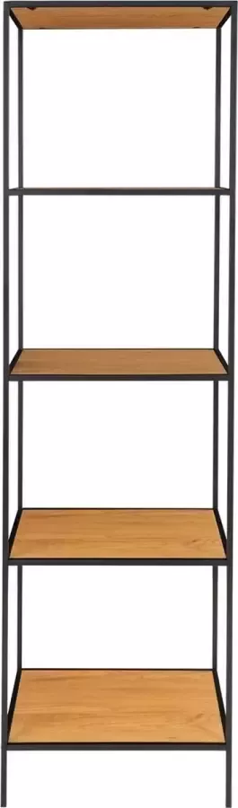 House Nordic Vita Shelf met zwart frame en 5 eikenlook planken 51x36x170 cm