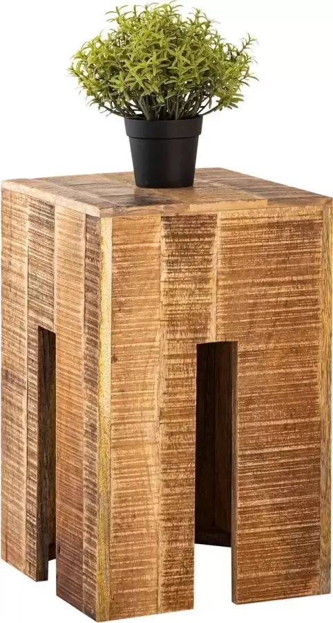 Parya Home Vierkante kruk 28 x 45 x 28 cm bijzettafel mangohout