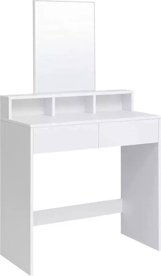 Parya HOME Witte Kaptafel Rechthoekige spiegel 2 lades en 3 open vakken Wit