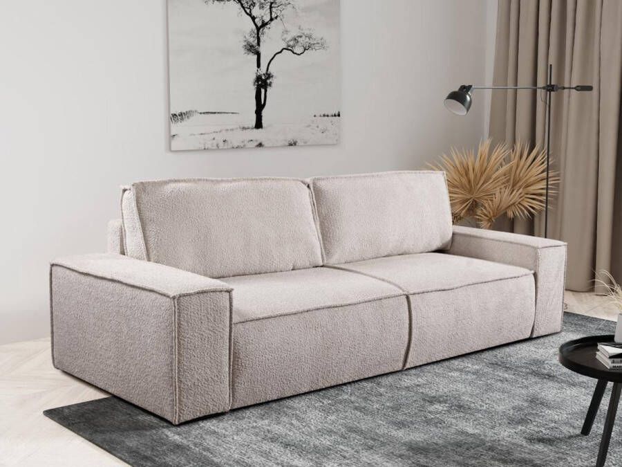 Vente-unique 3-zits slaapbank van teddy stof Beige AMELIA van PASCAL MORABITO L 257 cm x H 85 cm x D 102 cm - Foto 2