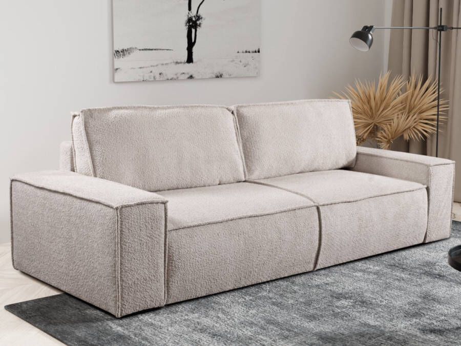 Vente-unique 3-zits slaapbank van teddy stof Beige AMELIA van PASCAL MORABITO L 257 cm x H 85 cm x D 102 cm