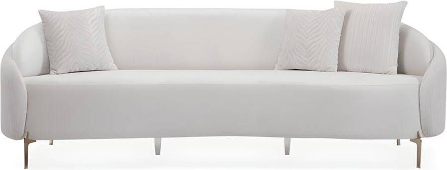 Pascal Morabito 3-zitsbank van fluweel Gebroken wit LAMIA L 244 cm x H 78 cm x D 95 cm