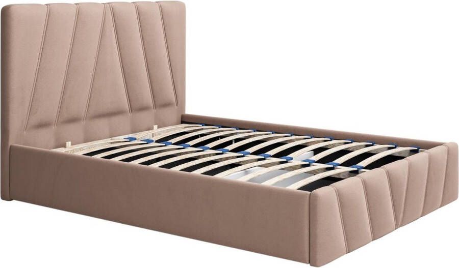 Pascal Morabito Bed met opbergruimte 140 x 190 cm Fluweel Beige LIDAMA van L 153 cm x H 104 cm x D 200 cm