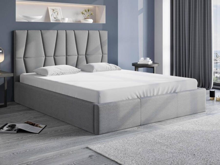 Pascal Morabito Bed met opbergruimte 140 x 190 cm Stof Grijs ELIAVA van L 150 cm x H 106 cm x D 203 cm - Foto 3