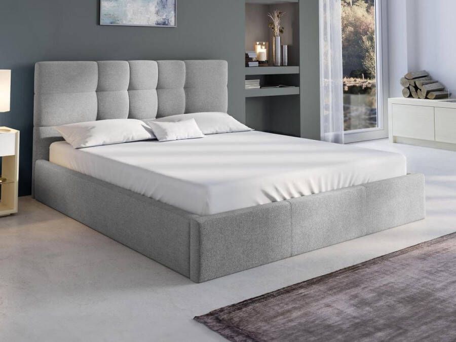 Pascal Morabito Bed met opbergruimte 140 x 190 cm Stof Grijs ELIAVA van L 150 cm x H 106 cm x D 203 cm