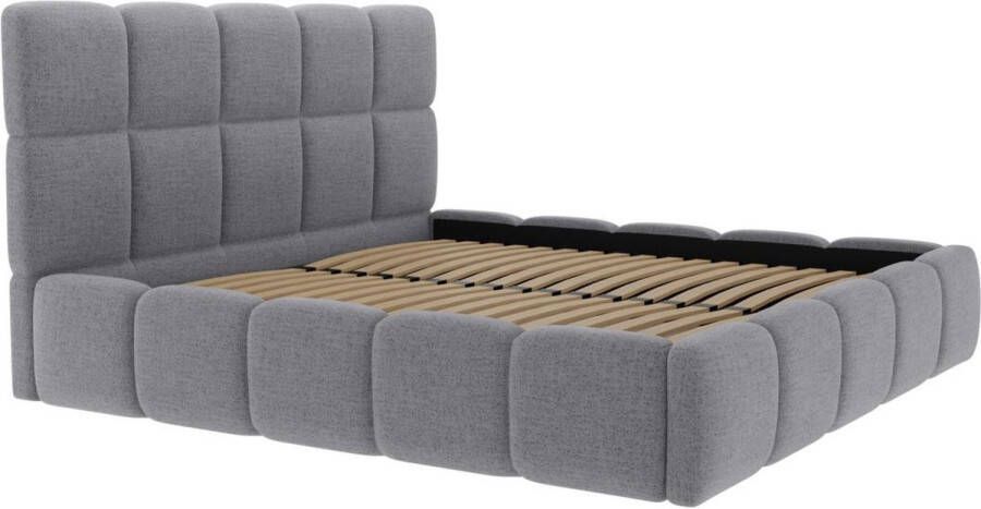 Pascal Morabito Bed met opbergruimte 140 x 190 cm Stof met textuur Grijs DAMADO van L 170 cm x H 95 cm x D 221 cm - Foto 1