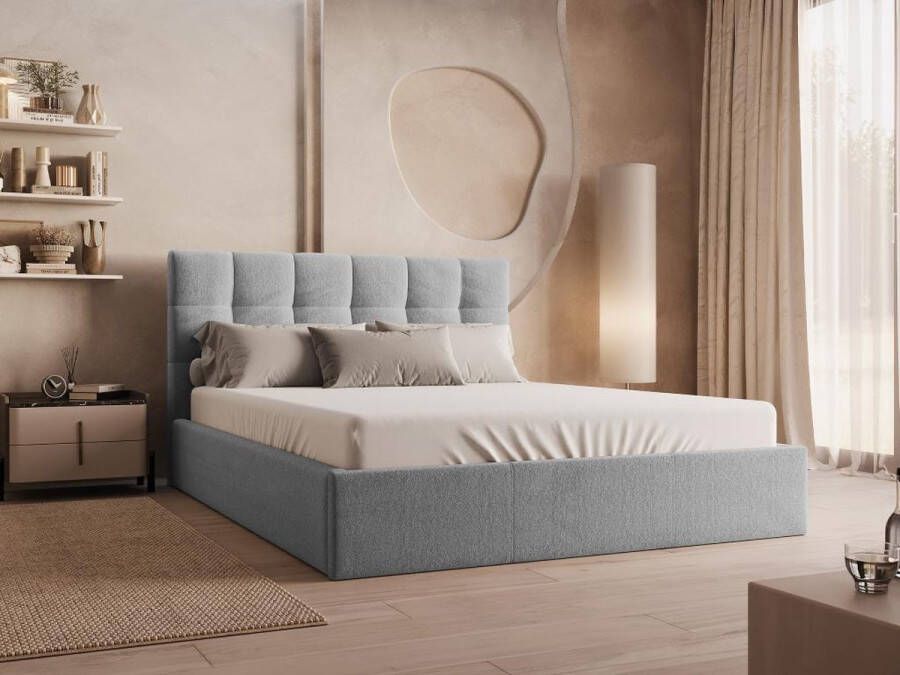 Pascal Morabito Bed met opbergruimte 160 x 200 cm Fluweel Grijs MIRDAL van L 173 cm x H 104 cm x D 210 cm