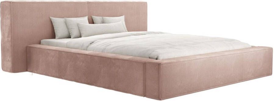 Pascal Morabito Bed met opbergruimte 180 x 200 cm Ribfluweel Roze TIMANO van L 246 cm x H 90 cm x D 252 cm - Foto 2