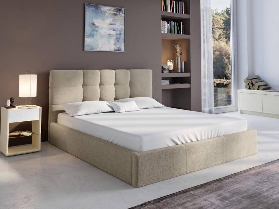 Pascal Morabito Bed met opbergruimte 180 x 200 cm Stof Beige ELIAVA van L 190 cm x H 106 cm x D 213 cm
