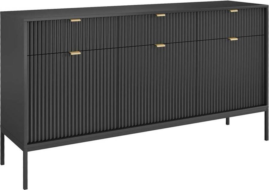 Pascal Morabito Buffetkast met 3 deuren en 3 laden Zwart LIOUBA van L 154 cm x H 83 cm x D 39 cm