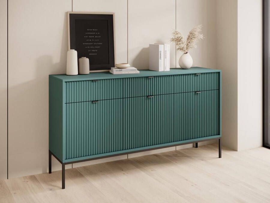 Pascal Morabito Buffetkast met 3 deurtjes en 3 lades Groen LIOUBA van L 154 cm x H 83 cm x D 39 cm - Foto 2