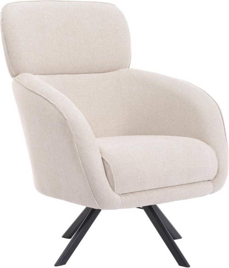 Pascal Morabito Draaibare fauteuil van gechineerde beige stof LACONA van L 82 cm x H 102 cm x D 82 cm