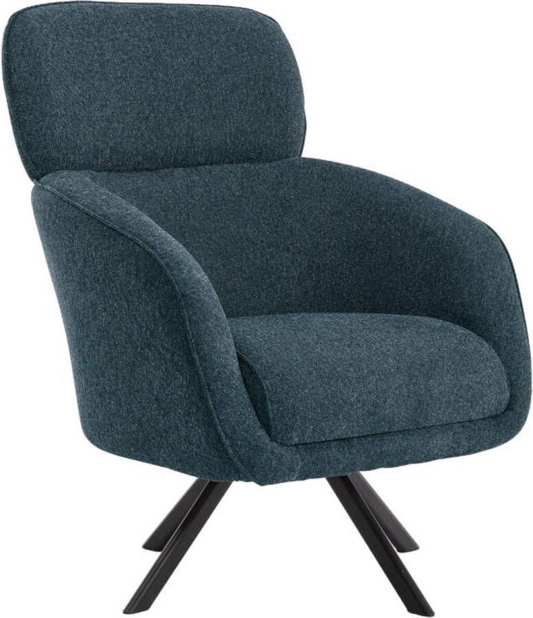 Pascal Morabito Draaibare fauteuil van gechineerde blauwe stof LACONA van L 82 cm x H 102 cm x D 82 cm