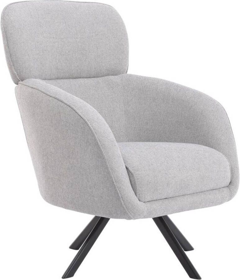 Pascal Morabito Draaibare fauteuil van gechineerde grijze stof LACONA van L 82 cm x H 102 cm x D 82 cm