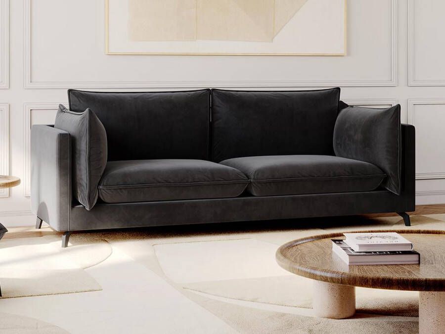 Pascal Morabito Driezitsbank KESTREL van velours Grijs van L 209 cm x H 85 cm x D 87 cm