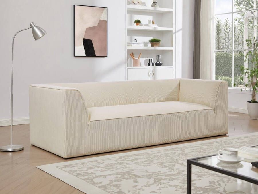 Pascal Morabito Driezitsbank van beige ribfluweel MERANZA van L 232 cm x H 69 cm x D 92 cm - Foto 2