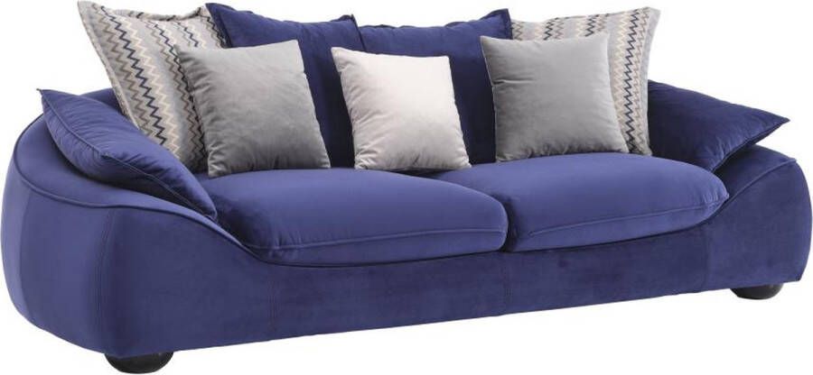 Pascal Morabito Driezitsbank van blauw velours NEBIDA van L 240 cm x H 67 cm x D 102 cm - Foto 1