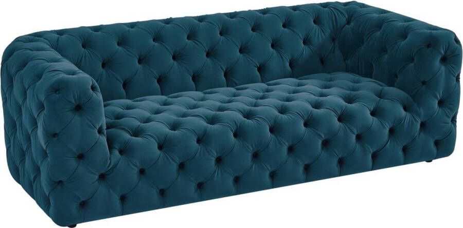 Pascal Morabito Driezitsbank van eendblauw velours LUARCA van L 225 cm x H 73 cm x D 98.5 cm